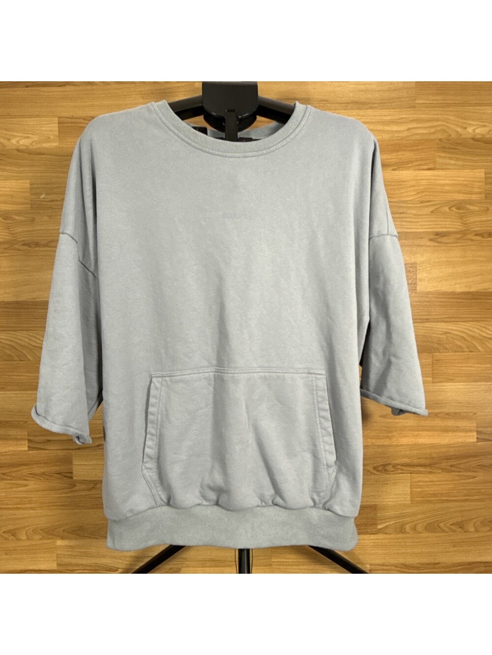 Sculpted Sweatshirt Mens Large Blue 3/5 Sleeve Pullover